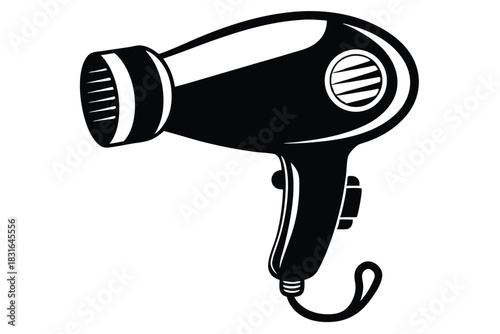hair dryer black and white silhouette on white background