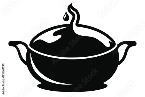 gravy black and white silhouette on white background