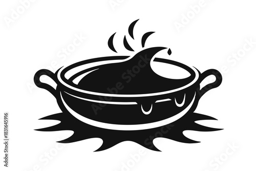 gravy black and white silhouette on white background