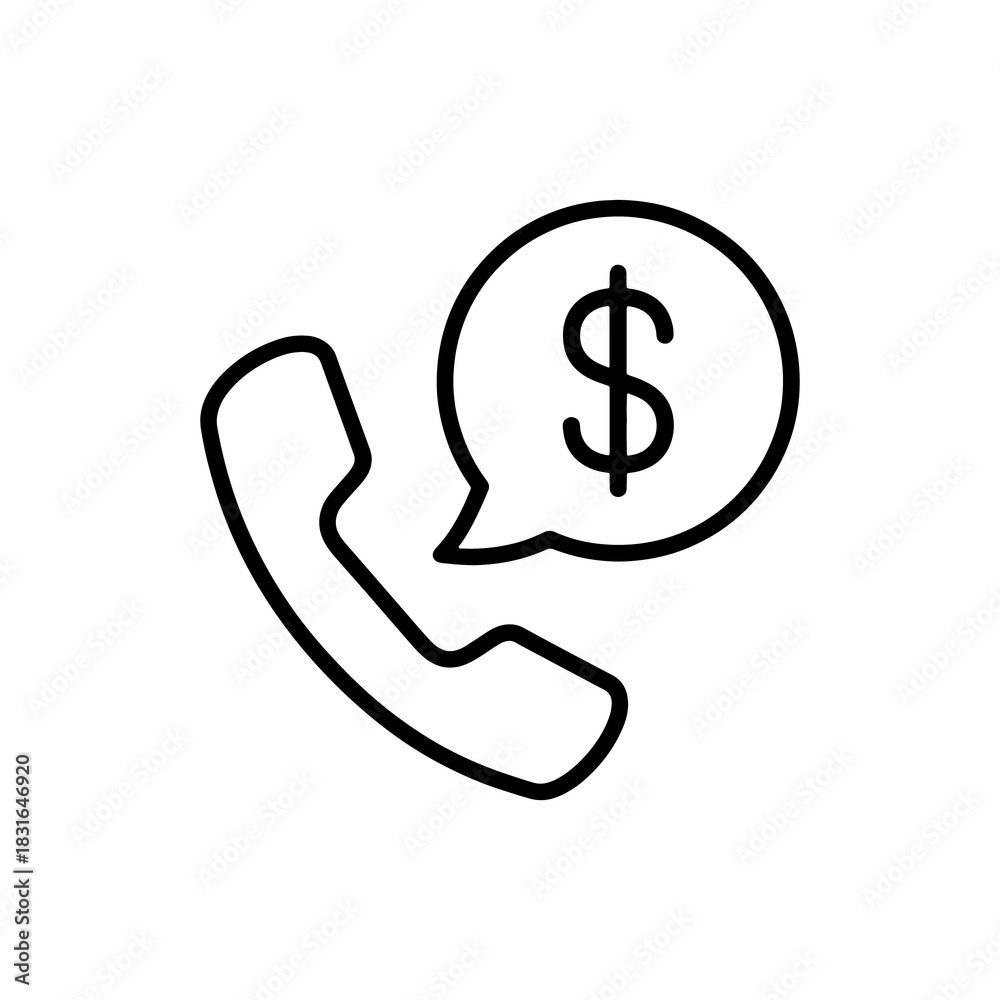 Obraz premium Business Call Line Art Symbol with Money Talk Concept