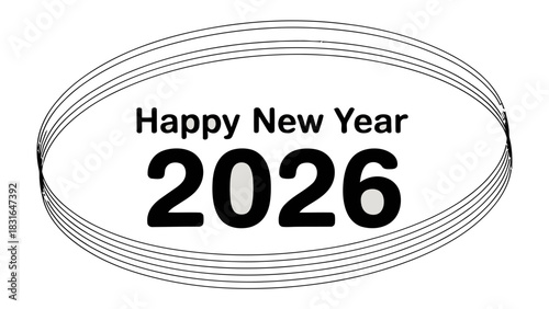 New Year 2026 Celebration: An artistic design celebrates the dawn of a new year, with an elegant typography forming a simple yet captivating greeting. 