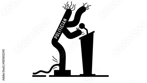 spineless politician, black isolated silhouette