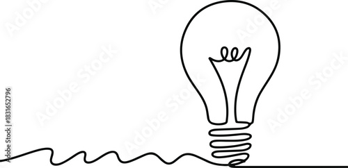 Light bulb continuous line drawing