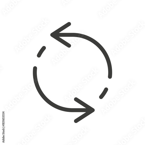 Two arrow spin. Restart icon. Recycle round simple illustration.