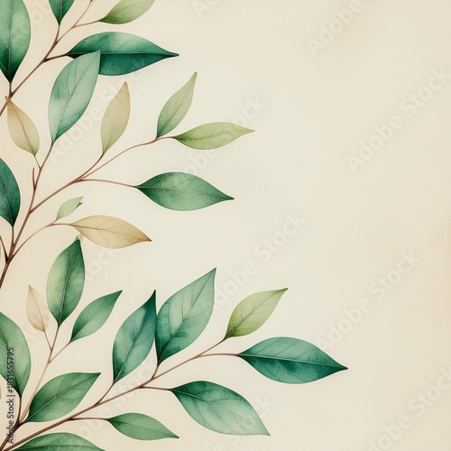 Elegant Foliage Botanical Background with Soft Beige Tone