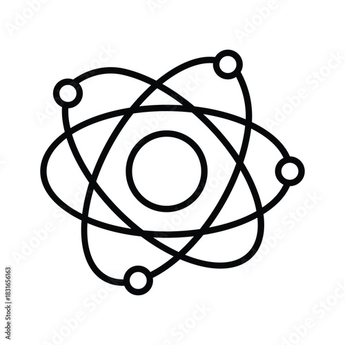 Atomic structure, outline icon of physics, chemistry, and STEM learning