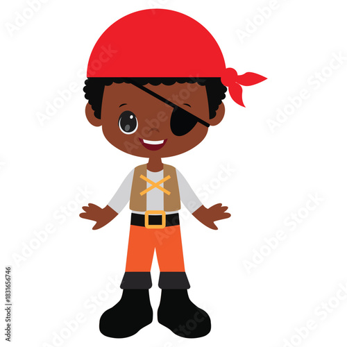 Funny pirate   boy vector cartoon illustration