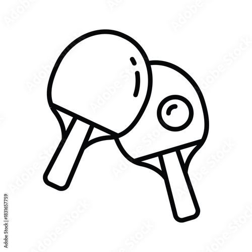 outline style icon of ping pong paddle, school sports