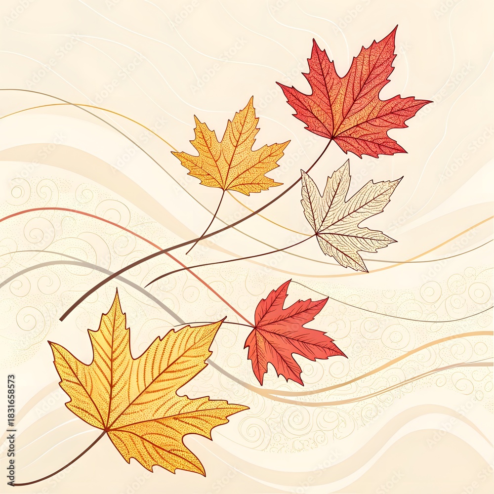 Fototapeta premium Autumn background with vibrant orange, yellow, and red maple leaves, perfect for a seamless fall season nature pattern vector design illustration