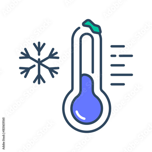 Thermometer icon. winter, cold, temperature, freezing, weather, snow, climate, chill, measurement, gauge. Vector Icon Illustration