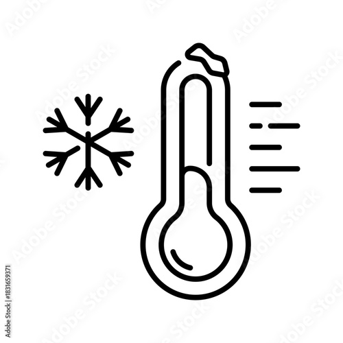 Thermometer icon. winter, cold, temperature, freezing, weather, snow, climate, chill, measurement, gauge. Vector Icon Illustration