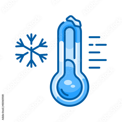 Thermometer icon. winter, cold, temperature, freezing, weather, snow, climate, chill, measurement, gauge. Vector Icon Illustration