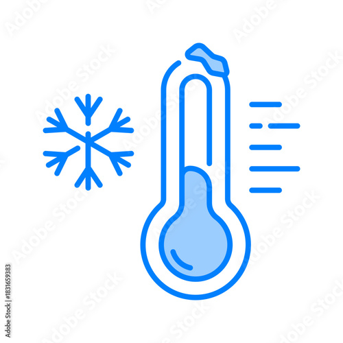 Thermometer icon. winter, cold, temperature, freezing, weather, snow, climate, chill, measurement, gauge. Vector Icon Illustration