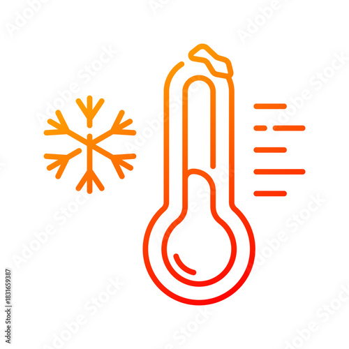Thermometer icon. winter, cold, temperature, freezing, weather, snow, climate, chill, measurement, gauge. Vector Icon Illustration