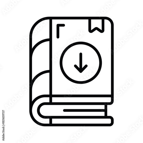 A digital book download icon, elearning and online study