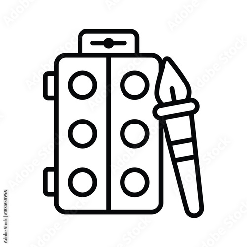 An amazing outline icon of paint kit, creative arts, and school craft activities
