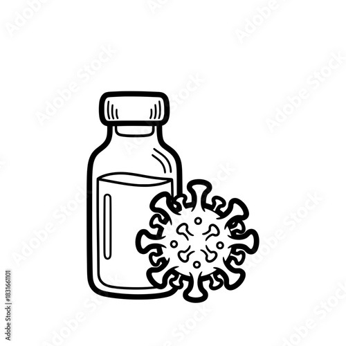 Vaccine Vial and Coronavirus A Symbol of Medical Response.