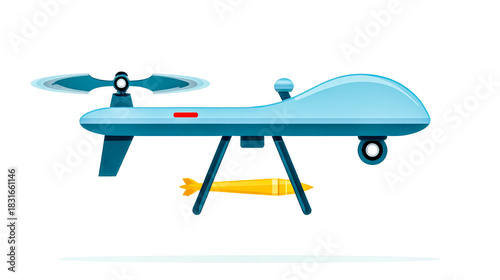 blue drone with yellow missile clip art preview