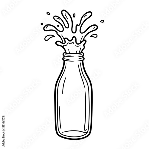 Milk Bottle Splash A Refreshing Dairy Illustration.