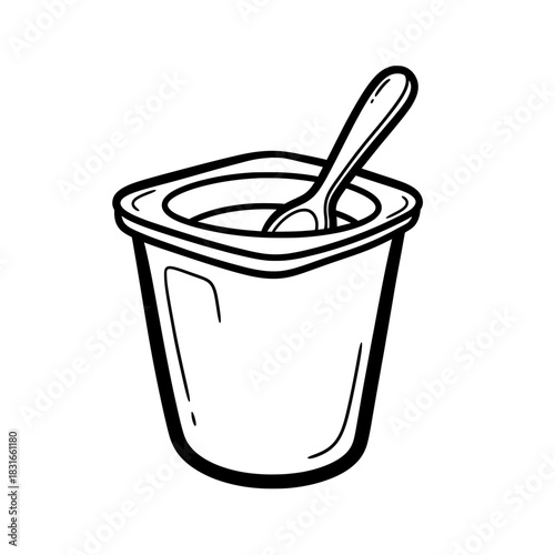 Yogurt Cup with Spoon A Simple and Healthy Snack.