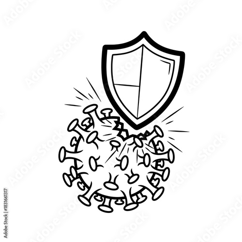 Shield Defending Against Virus Protection and Immunity Concept.