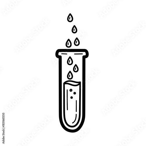 Test Tube with Dripping Liquid Science Experiment Illustration.