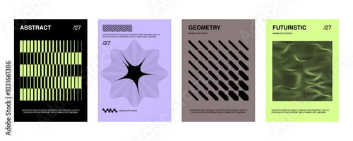 Posters with silhouette minimalistic basic figures, extraordinary graphic assets of geometrical shapes transition style. Modern minimalistic print.