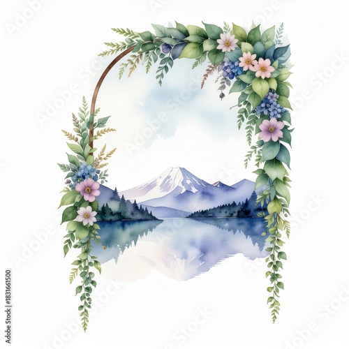 Soft Beige Watercolor Botanical Background for Wedding