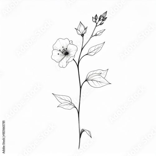Floral Vine Line Art Border for Elegant Wedding Design