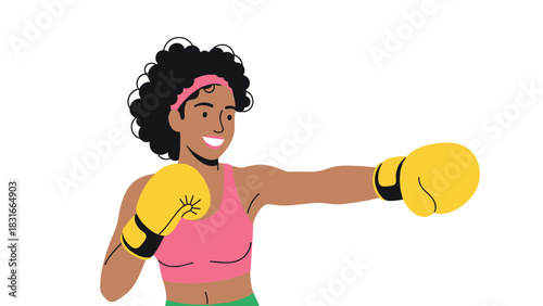 Energetic woman boxing workout for fitness motivation and active lifestyle illustration
