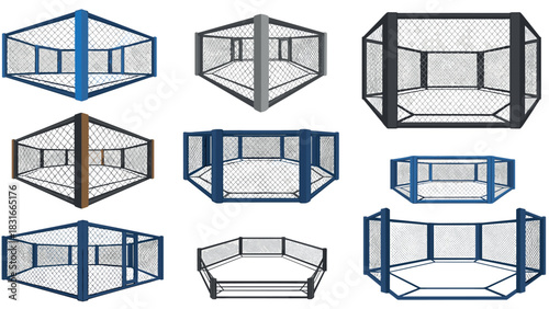 Mixed martial arts cage variations for sports training and event setup design