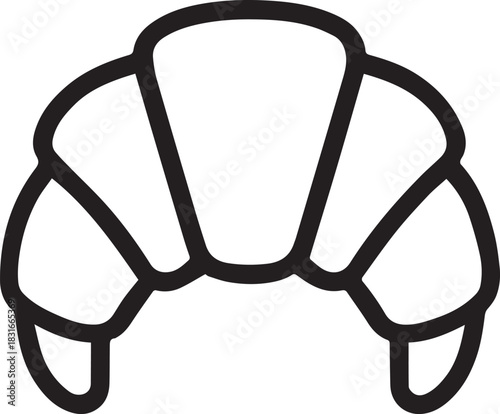 A simplistic yet enticing outline of a crescent-shaped croissant, capturing the essence of a beloved baked delicacy, embodying the pure, minimalistic charm of this iconic pastry.