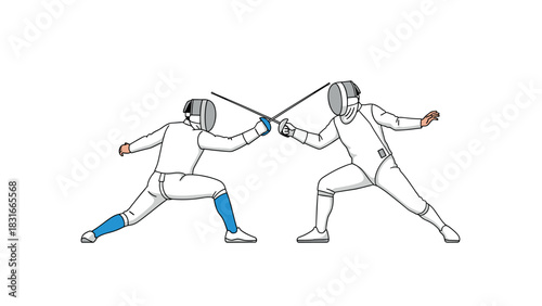 Fencing duel illustration - dynamic sport scene design for posters and print