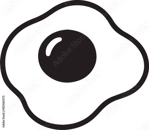 A minimalist graphic illustration of a perfectly cooked fried egg, representing a simple and classic breakfast item.
