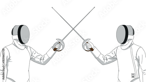 Fencing duel illustration for sport design, poster, or educational material