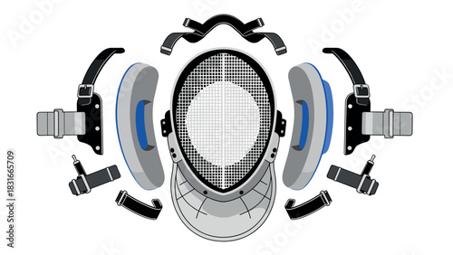 Fencing mask and equipment design for sport and fitness themed projects