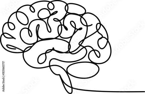 Brain continuous line drawing