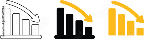 Decline graph icon set