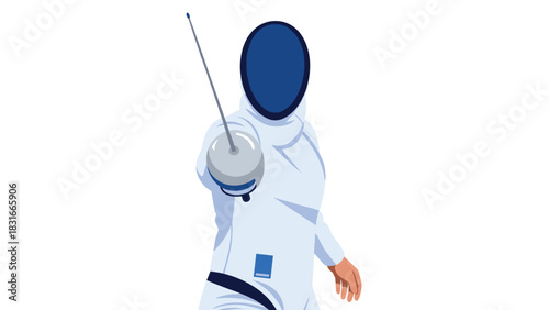 Fencing athlete in action with foil sword for sports event design