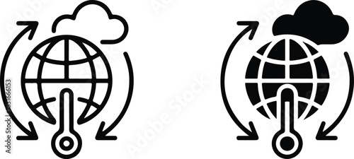 Climate change and global temperature icon