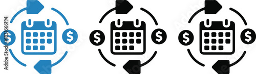 Payment schedule icon set