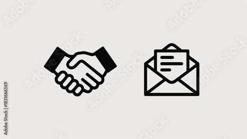 Handshake and envelope icons