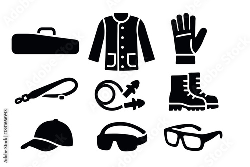 Essential shooting gear icons for safety and style