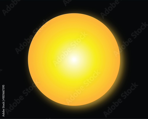 Bright Glowing Yellow Sphere with Dark Background