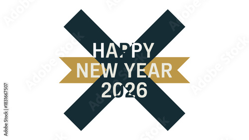 New Year 2026 Celebration: A modern and sleek design congratulating New Year 2026. This festive graphic is ideal for cards, digital media, or celebratory materials.