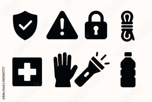 Essential safety icons for emergency preparedness and risk management designs
