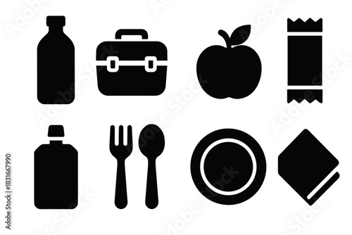Minimal vector icons of everyday objects for design use