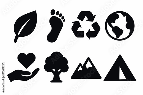 Eco friendly icons collection for sustainable design projects and earth day campaigns