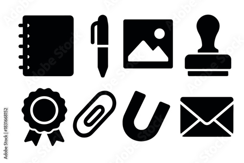 Minimalist icon set for office and stationery usage