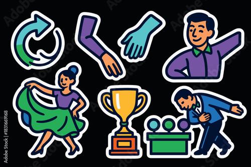 Dynamic dance icons collection for creative design